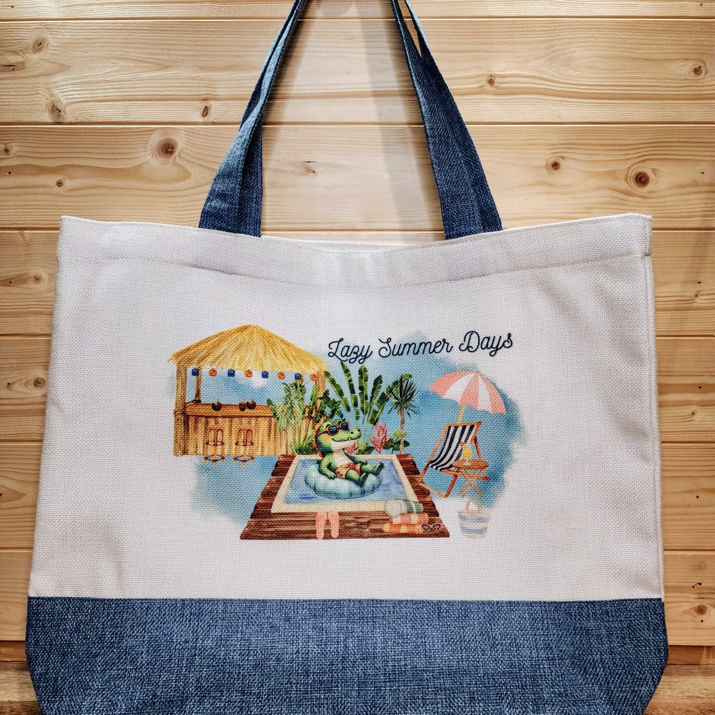 Lazy Summer Days Gator Canvas Tote