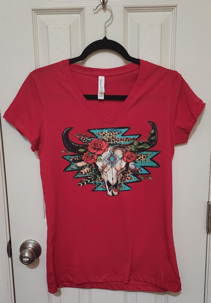 Southwest Rose V-neck T-Shirt