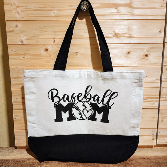 Baseball Mom Canvas Tote