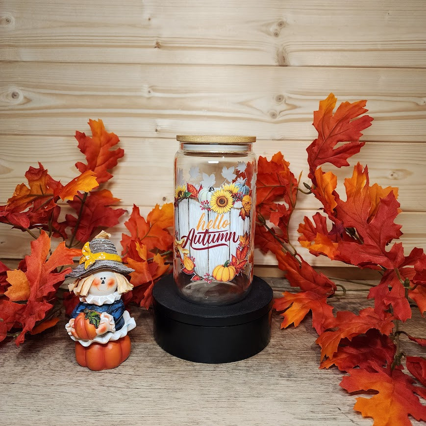 Hello Autumn Glass Cup