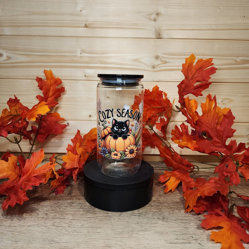 Black Cat Cozy Season Acrylic Cup