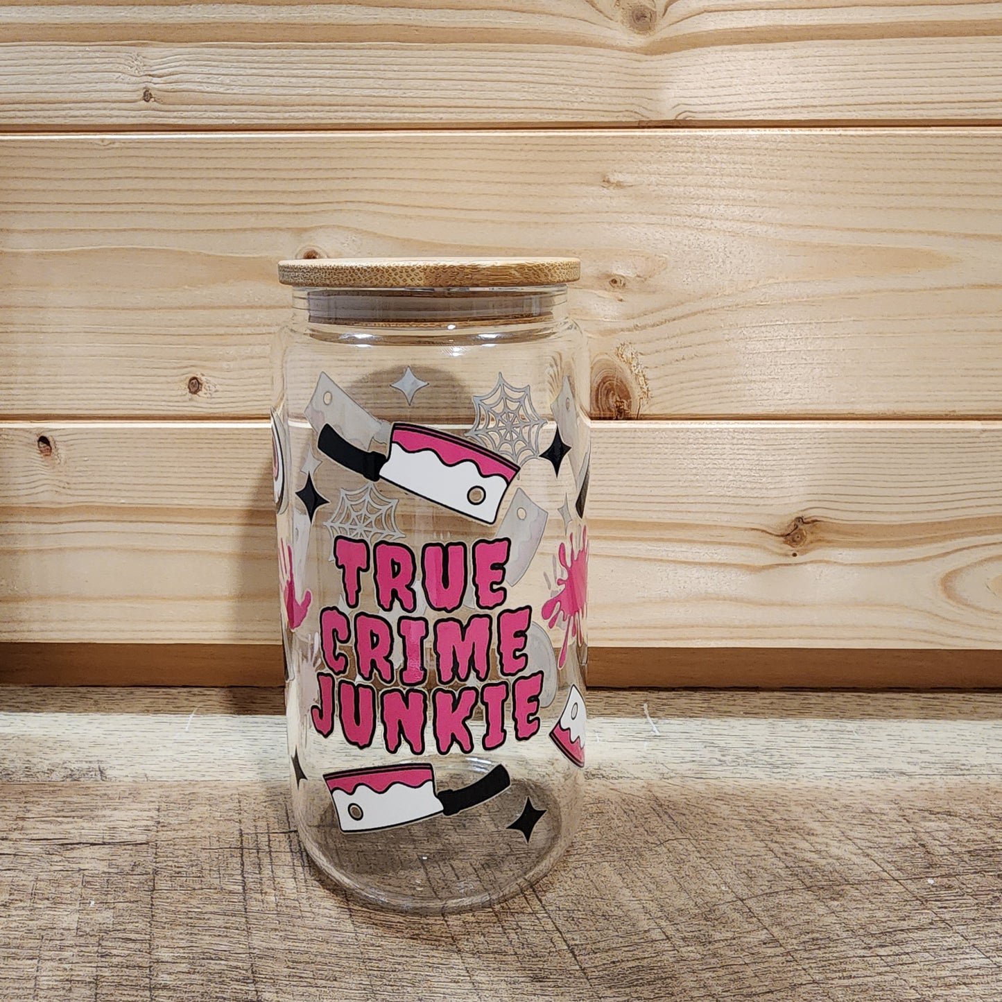 True Crime Junkie Glass Cup