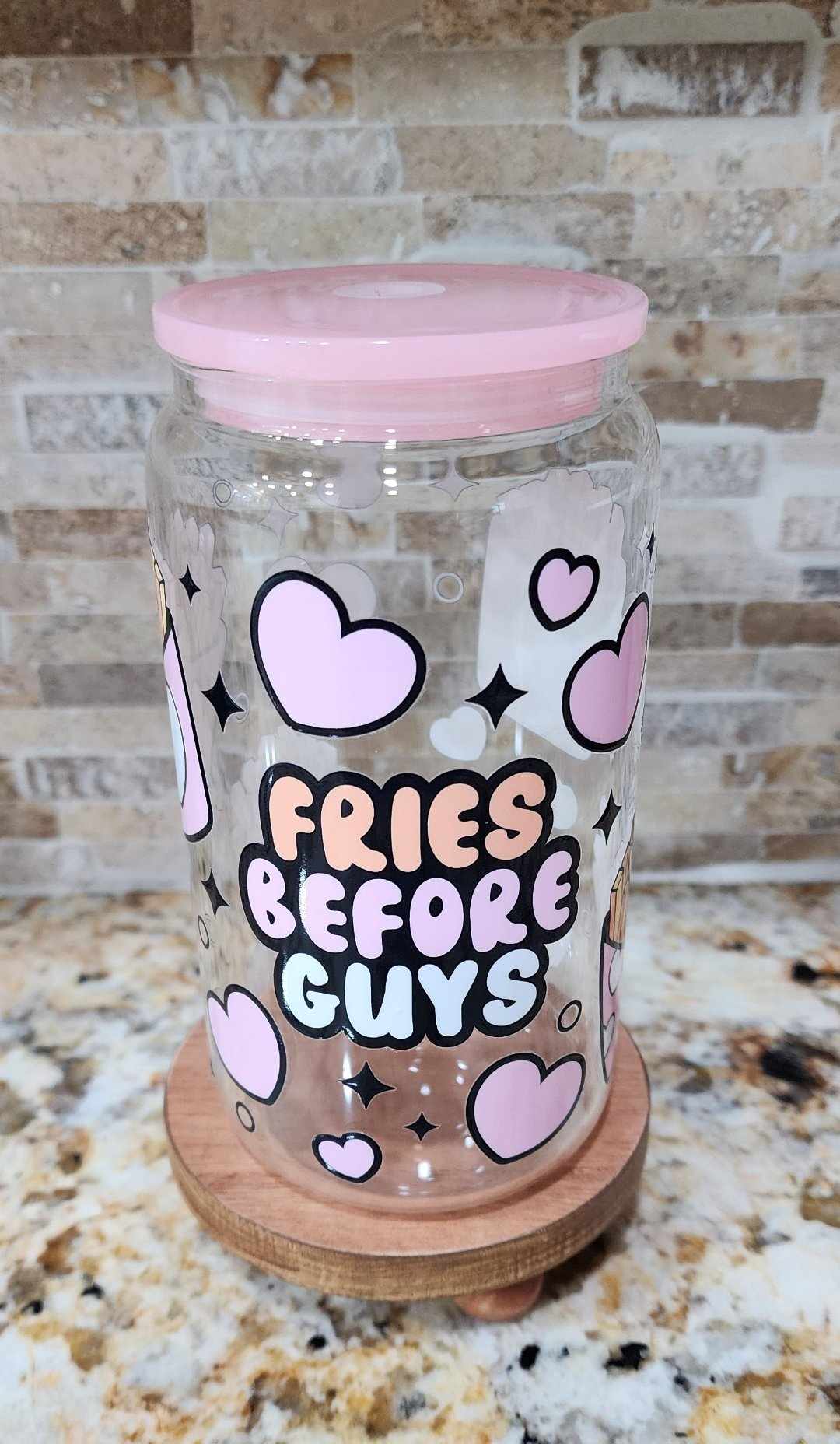 Fries Before Guys Glass Cup