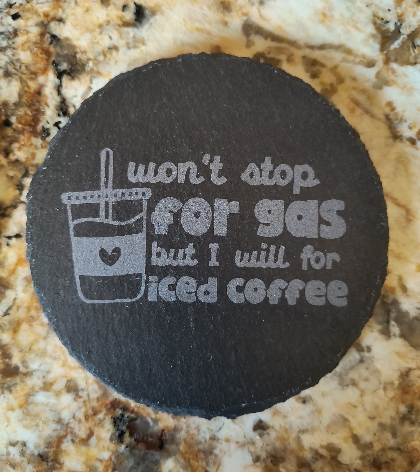 Won't Stop For Gas slate coasters