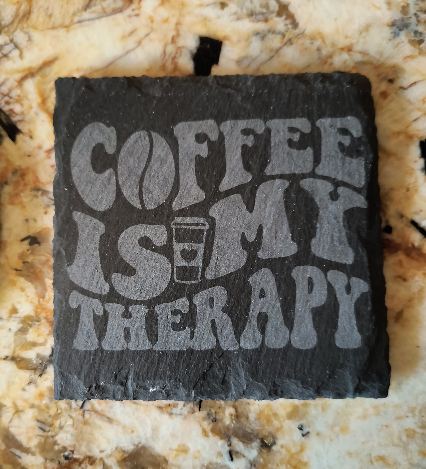 Coffee Is My Therapy slate coasters