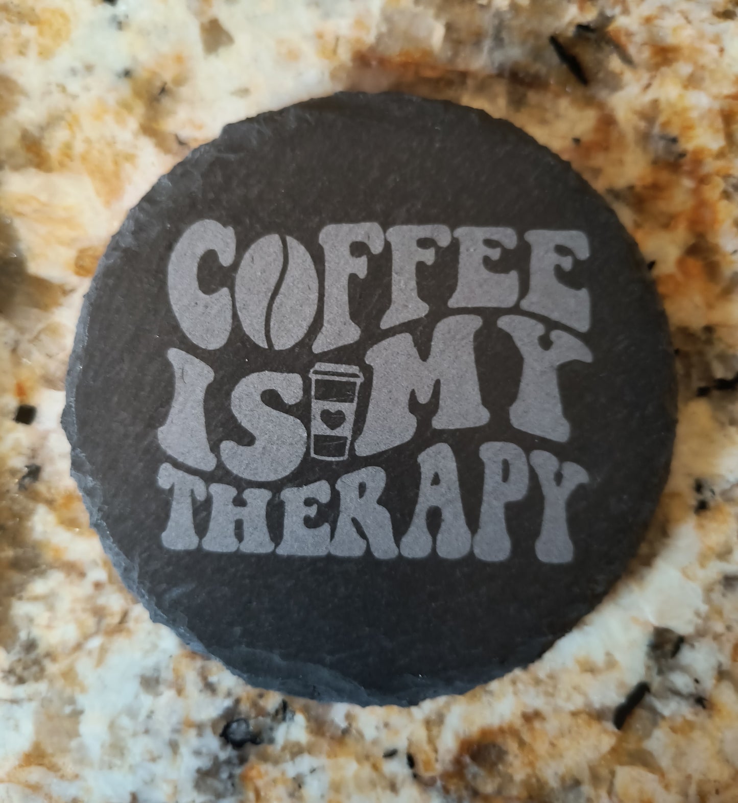 Coffee Is My Therapy slate coasters