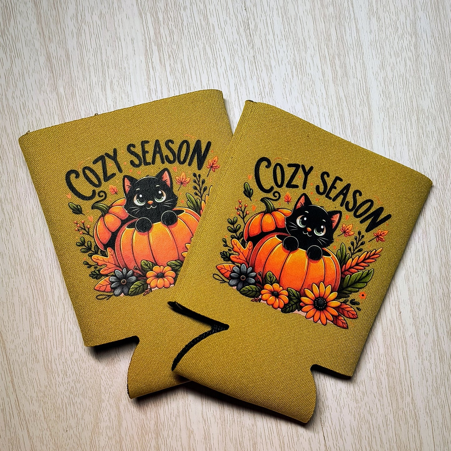 Black Cat Cozy Season Koozie