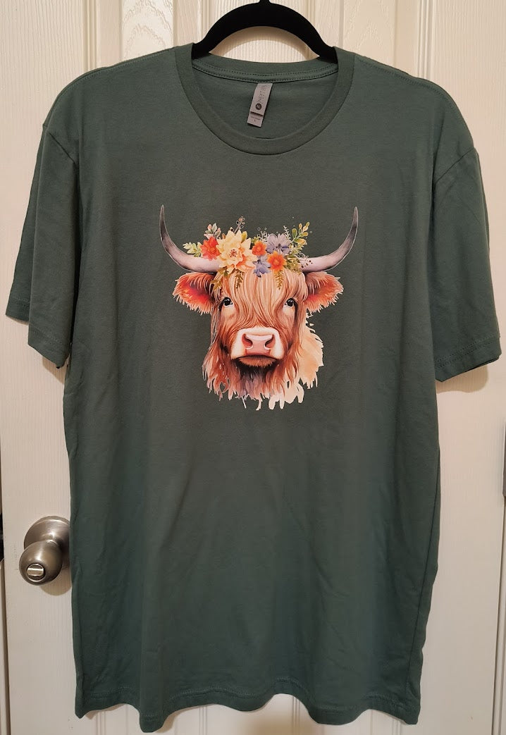 Floral Highland Cow T-Shirt