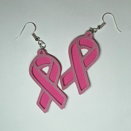 In October We Wear Pink Faux Leather Earrings