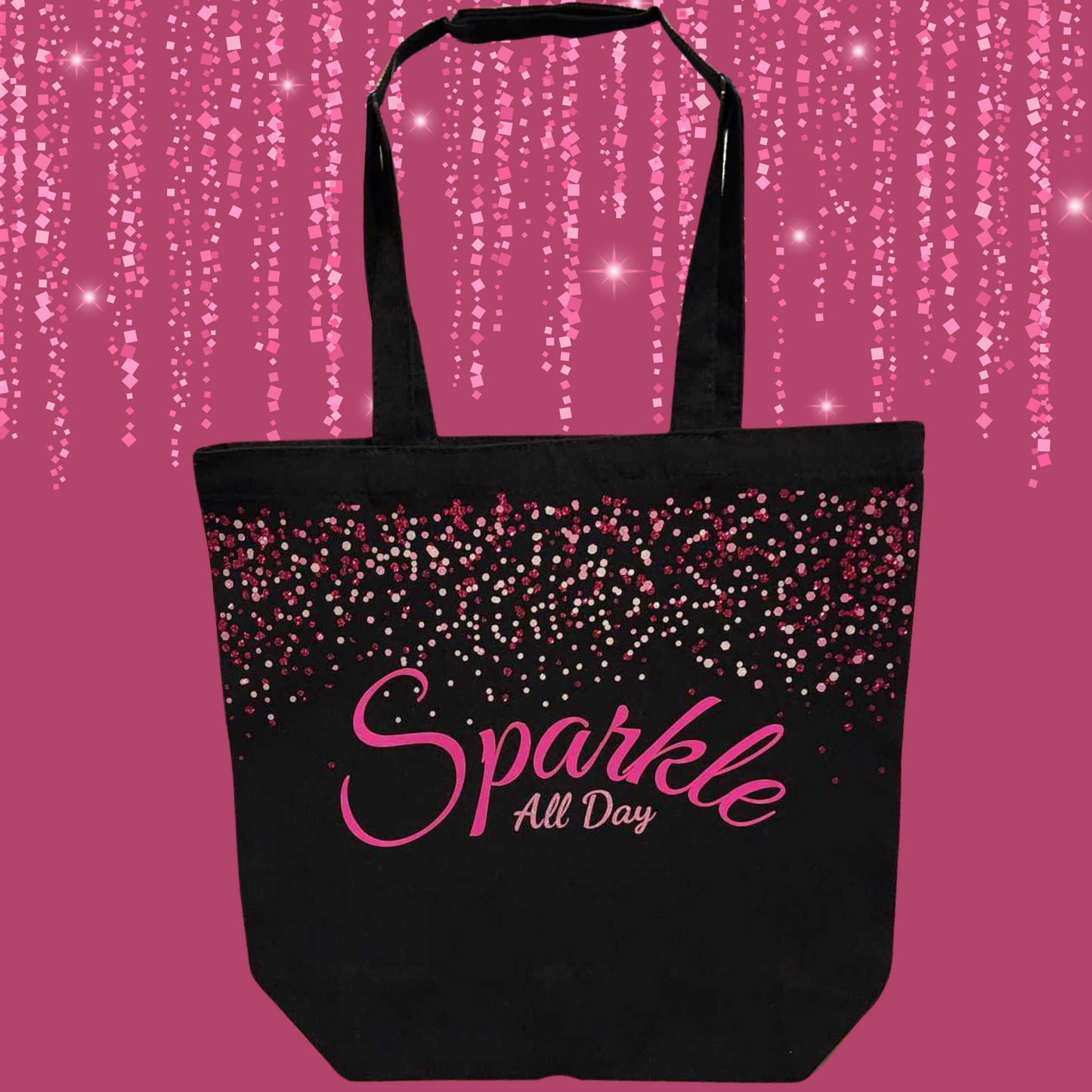 Sparkle All Day Black Canvas Tote