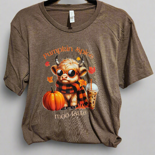 Pumpkin Spice Moo-Latte Cow T-Shirt