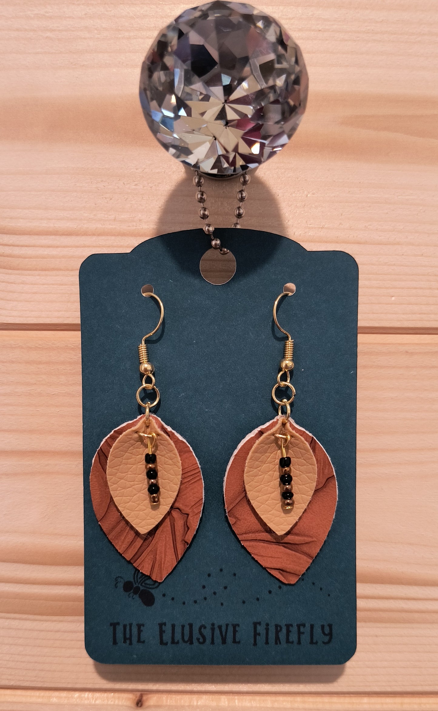 Black & Tan Faux Leather Earrings