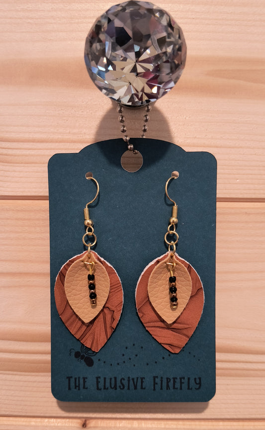 Black & Tan Faux Leather Earrings