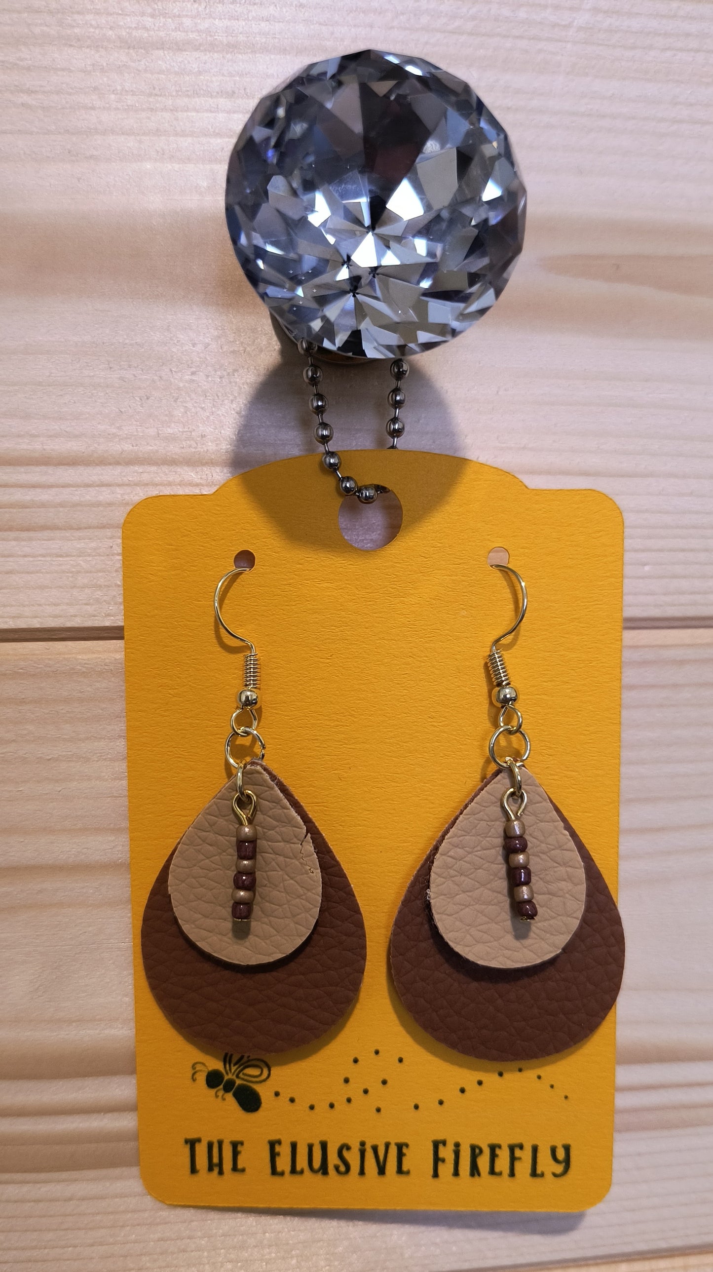 Coffee & Cream Faux Leather Earrings